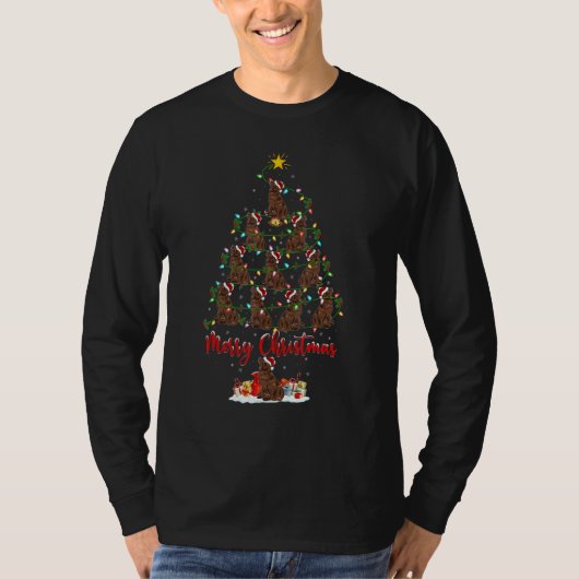 Newfoundland Dog Christmas Tree Lights Newfoundlan T-shirt (Voorkant)