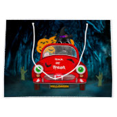 Newfoundland Dog Driving Car Scary Halloween Groot Cadeauzakje (Voorkant)