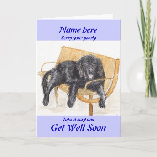 Newfoundland Dog Get Well Soon kaart naam toevoege (Voorkant)