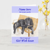 Newfoundland Dog Get Well Soon kaart naam toevoege (Gele Bloem)