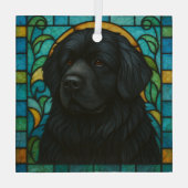 Newfoundland Dog "Glas in lood" Glas Ornament (Achterkant)