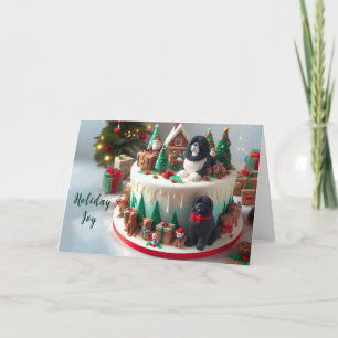 Newfoundland Dog Holiday Cake Kaart