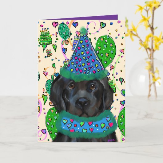 NEWFOUNDLAND DOG KAART (Gele Bloem)