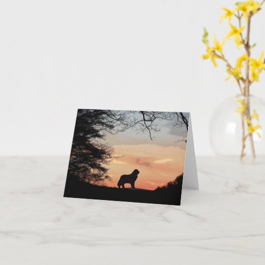 Newfoundland Dog Kaart (Gele Bloem)