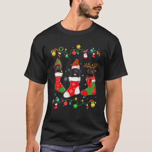 Newfoundland Dog kerstlamslampjes Pajama Dog T-shirt (Voorkant)
