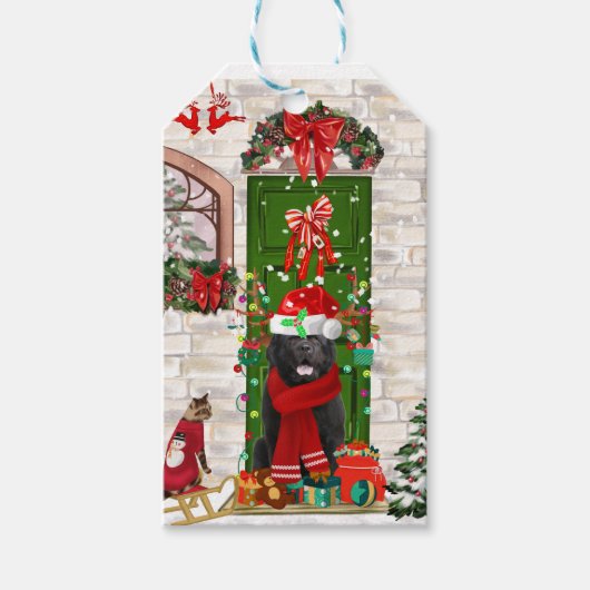 Newfoundland Dog Kerstmis Cadeaulabel (Voorkant)