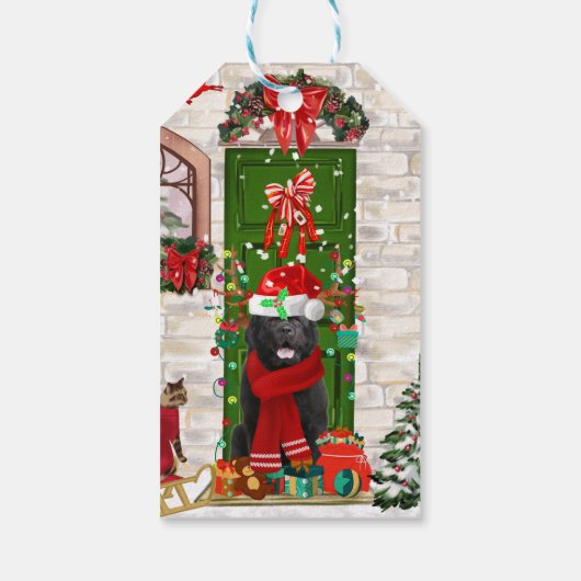 Newfoundland Dog Kerstmis Cadeaulabel (Achterkant)