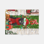 Newfoundland Dog Kerstmis Fleece Deken (Voorkant (Horizontaal))