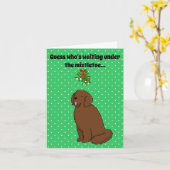 Newfoundland Dog Kerstmis Kaart (Gele Bloem)