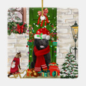 Newfoundland Dog Kerstmis Keramisch Ornament (Achterkant)