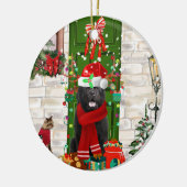 Newfoundland Dog Kerstmis Keramisch Ornament (Links)