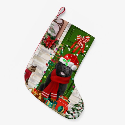 Newfoundland Dog Kerstmis Kleine Kerstsok (Voorkant (Hangend))