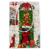 Newfoundland Dog Kerstmis Medium Cadeauzakje (Voorkant)