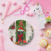 Newfoundland Dog Kerstmis Papieren Bordje (Feest)