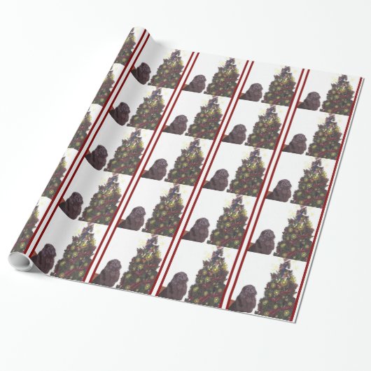 Newfoundland Dog Kerstmis Papper Cadeaupapier (Uitgerold)