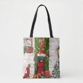 Newfoundland Dog Kerstmis Tote Bag (Voorkant)
