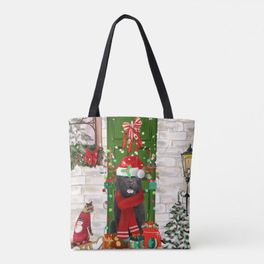 Newfoundland Dog Kerstmis Tote Bag (Achterkant)