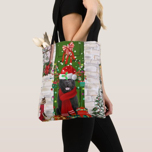 Newfoundland Dog Kerstmis Tote Bag (Dichtbij)