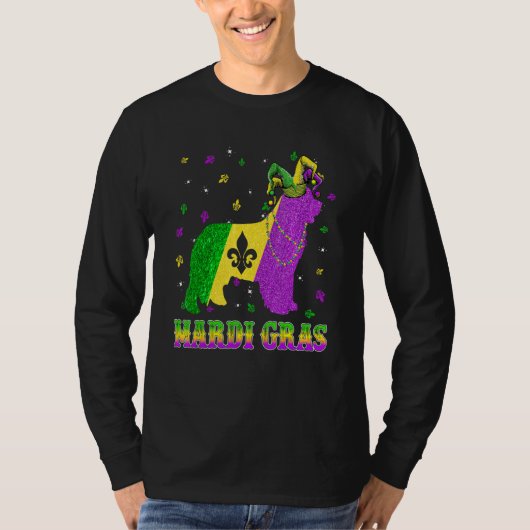 Newfoundland Dog Mardi Gras Carnival Jester Beads T-shirt (Voorkant)