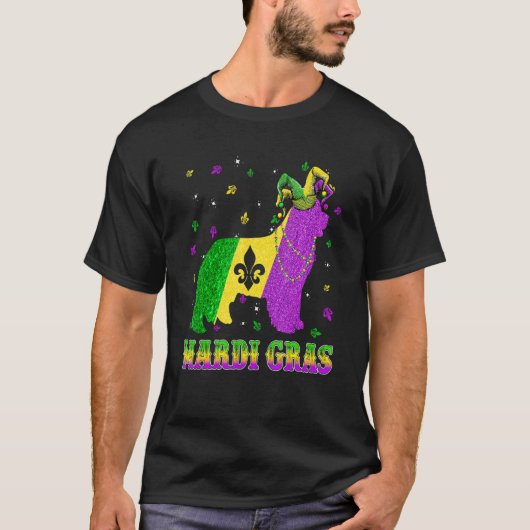 Newfoundland Dog Mardi Gras Carnival Jester Beads T-shirt (Voorkant)