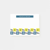 Newfoundland Dog & Paw Yellow & Blue Grid Lines Post-it® Notes (Voorkant)