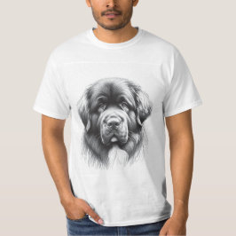 Newfoundland Dog Pencil Soft Sketch by Artist Gent T-shirt