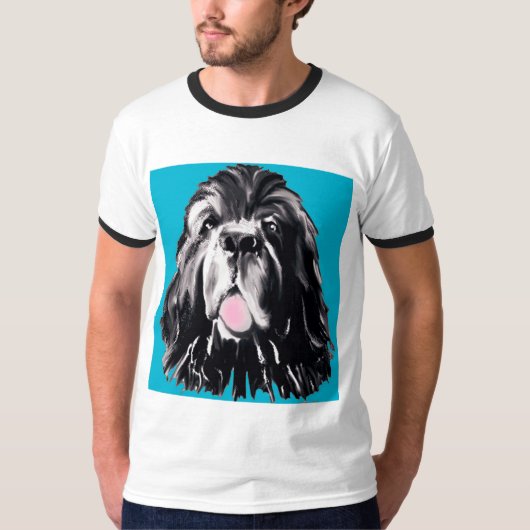 Newfoundland Dog Portrait T-shirt (Voorkant)