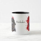 Newfoundland Dog Red Abstracte achtergrond Mok (Midden)