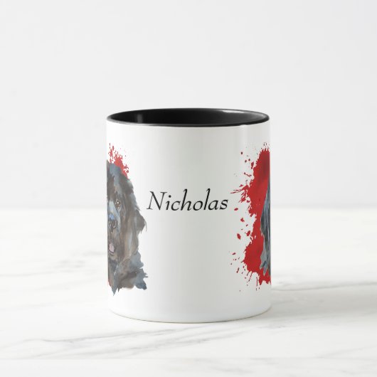 Newfoundland Dog Red Abstracte achtergrond Mok (Midden)