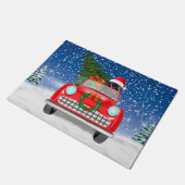 Newfoundland Dog rijdt met sneeuwkerst Deurmat (Schuin)