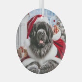 Newfoundland Dog Santa Glas Ornament (Voorkant Rechts)