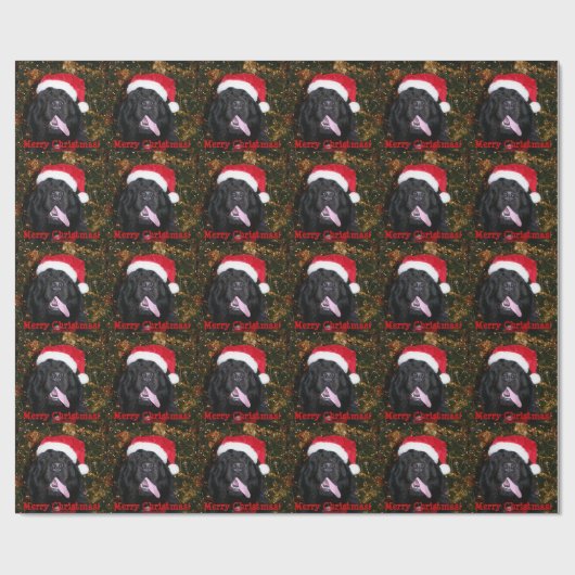 Newfoundland Dog Santa Hat Cadeaupapier (Vlak)