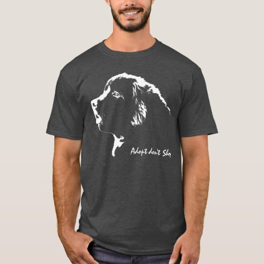 Newfoundland Dog Shirt Adopt Don't Shop Shirt (Voorkant)