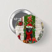 Newfoundland Dog-Sierkussen voor kerstmis Ronde Button 5,7 Cm (Voorkant /achterkant)