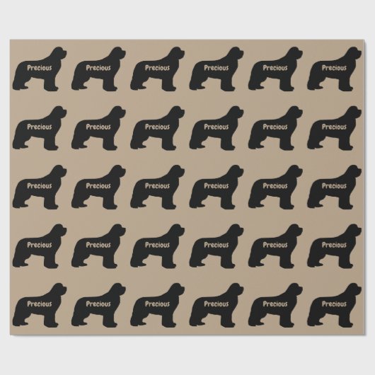 Newfoundland Dog Silhouette Cadeaupapier (Vlak)