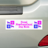 Newfoundland Dog Silhouette Hot Pink en Blue Bumpersticker (Op auto)