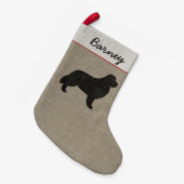 Newfoundland Dog Silhouette Newf Persoonlijk Kleine Kerstsok (Voorkant (Hangend))