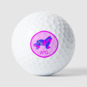 Newfoundland Dog Silhouette Pink Monogram Golfballen (Voorkant)