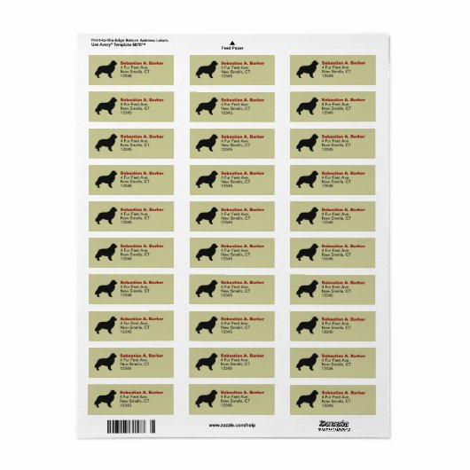 Newfoundland Dog Silhouette Return Address Label (Full Sheet)