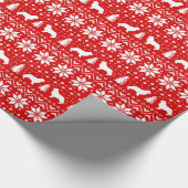 Newfoundland Dog Silhouettes kerstavond Cadeaupapier (Hoek)