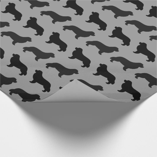 Newfoundland Dog Silhouettes Pattern Cadeaupapier (Hoek)