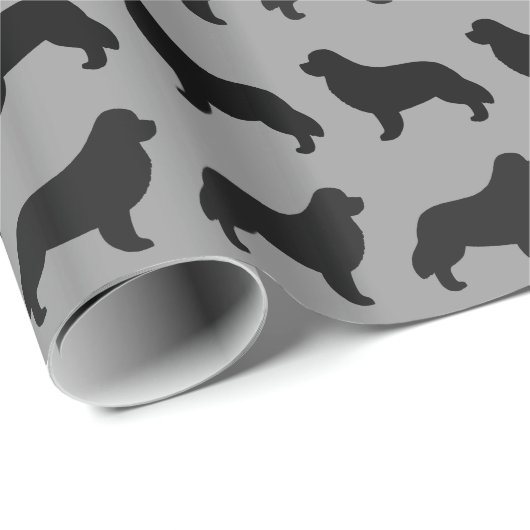 Newfoundland Dog Silhouettes Pattern Cadeaupapier (Rol Hoek)