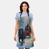 Newfoundland Dog Snowy Sleigh Ride Christmas Schort (Gedragen)