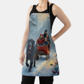 Newfoundland Dog Snowy Sleigh Ride Christmas Schort (Insitu)