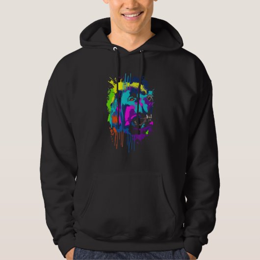 Newfoundland Dog Splash Art Colorful Hoodie (Voorkant)