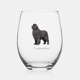 Newfoundland Dog Stammenloze Wijn Glas