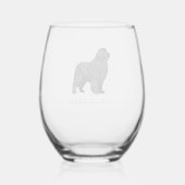 Newfoundland Dog Stammenloze Wijn Glas (Achterkant)
