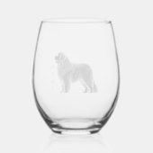 Newfoundland Dog Stemless Wine Glass Wijnglas Zonder Voet (Achterkant)