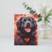 Newfoundland dog Valentijnsdag Briefkaart (Staand voorkant)