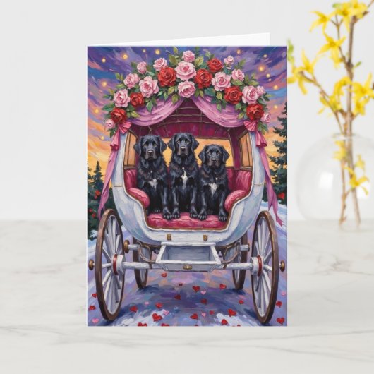 Newfoundland Dog Valentine's Day  Kaart (Gele Bloem)